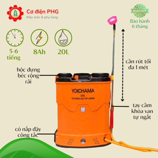  Bình xịt điện YOKOHAMA 20 lít dùng phun thuốc tưới nước | Bảo hành 6 tháng | Bình xịt phun sương 