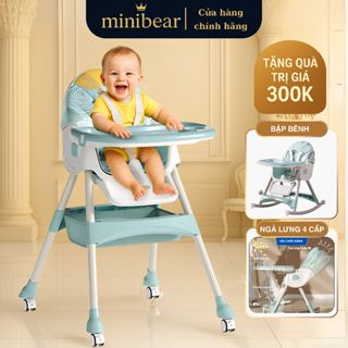  Ghế ăn dặm bập bênh cao cấp MiniBear B1 2 trong 1 ghế tập ngồi có tựa lưng cho bé gấp gọn đa năng 
