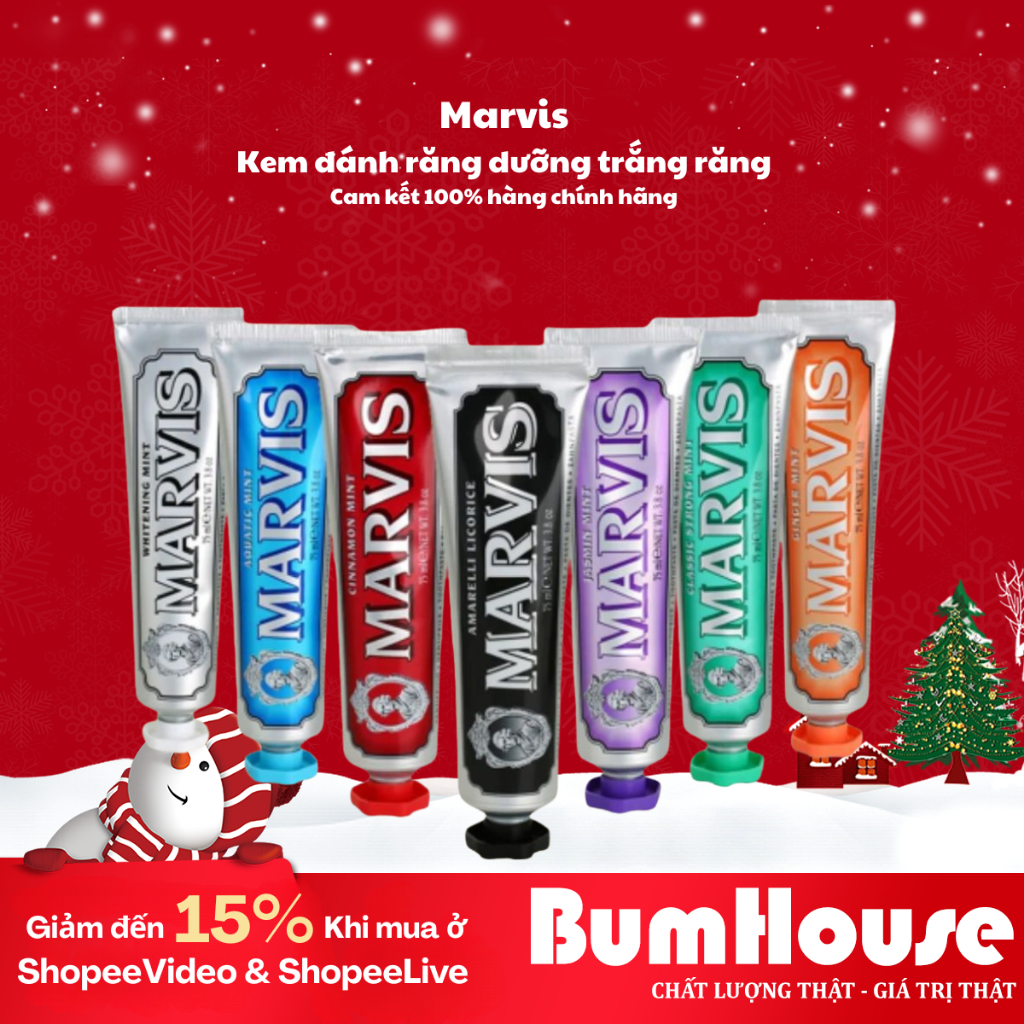 [Hàng Công Ty] Kem Đánh Răng Ý Marvis Classic Giúp Hỗ Trợ Trắng Răng, Giảm Mảng Bám,Sach Răng Thơm Miệng_BumHouse
