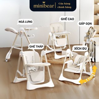 Ghế ăn đa năng MiniBear Nhật Bản thiết kế 2 trong 1 xích đu và ghế ăn gấp gọn. Ghế tập ngồi cho bé