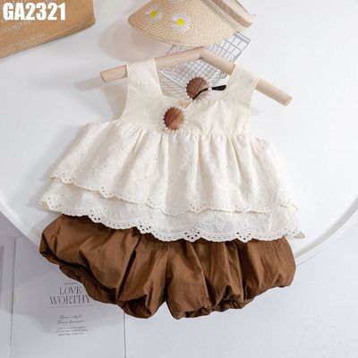 Set Bộ Áo Sát Nách Quần Đùi Voan Hoa Cho Bé Gái 1 2 3 4 5 Tuổi MINTSCLOSET Quảng Châu - GA2336