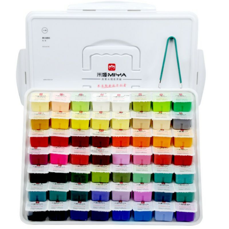 Bộ Full 56 Màu Gouache, Màu Nước, Wat Dạng Thạch HIMI MIYA_Nguyên Hộp