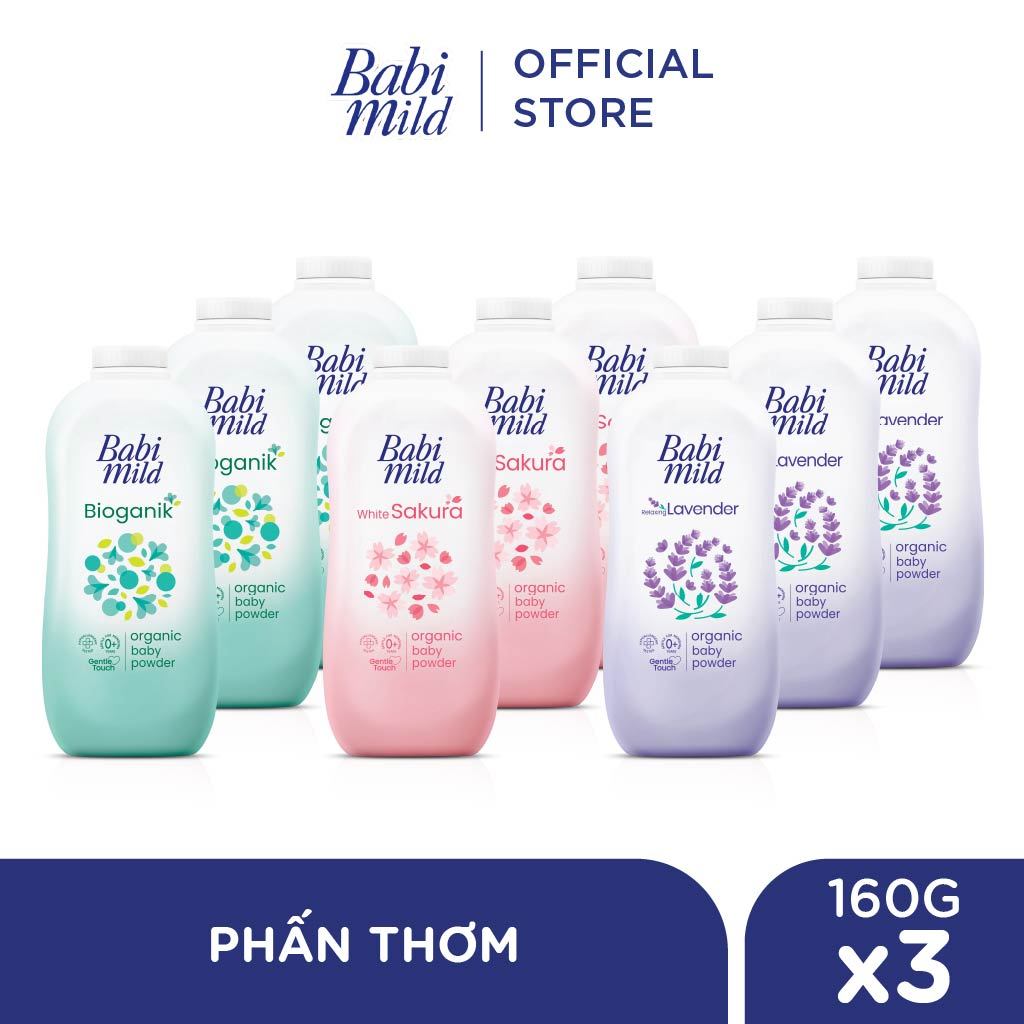 Combo 3 Phấn thơm Babi Mild 160Gx3