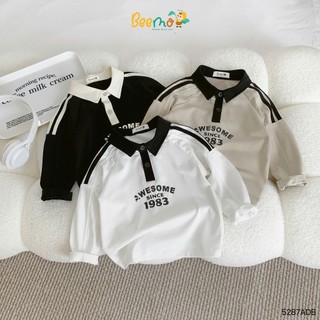  Áo polo thể thao dài tay Beemo in chữ awesome vải thun co giãn cho bé trai từ 9-24kg 5287ADB 