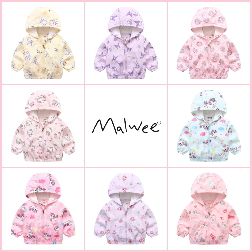  BST áo khoác gió bé gái 2 lớp chống nước Kuromi Pony đáng yêu Bear Malwee cho bé từ 2-7 tuổi TL10 