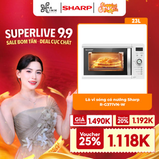 [Võ Hà Linh x Sharp] Lò Vi Sóng Có Nướng Điện Tử Sharp R-G371VN-W - 23L - Hàng Chính Hãng