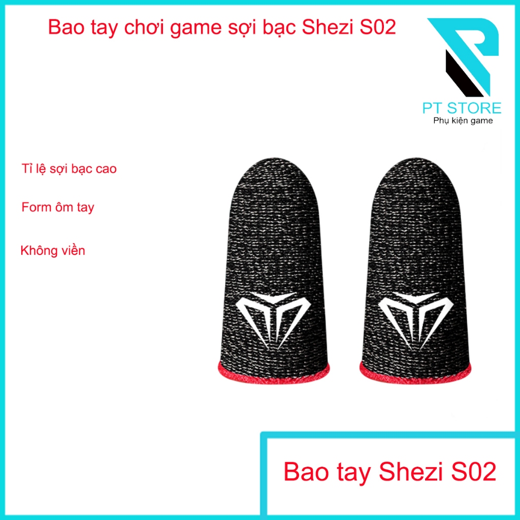 Bao tay chơi game sợi bạc Shezi S02 - Tỉ lệ sợi bạc cao - Form ôm ngón tay - Không viền - Cực kì nhạy và mượt