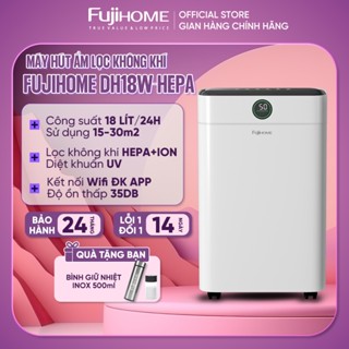 Máy hút ẩm lọc không khí HEPA FUJIHOME DH18W-HEPA, Nhập Khẩu phòng 30m2, diệt khuẩn UV kết nối Wifi công nghệ hút Block