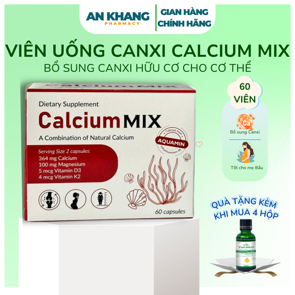 Viên Uống Calcium MIX – Canxi Hữu Cơ D3K2 Nhập Khẩu Ba Lan, Giúp Xương Chắc, Ngừa Loãng Xương