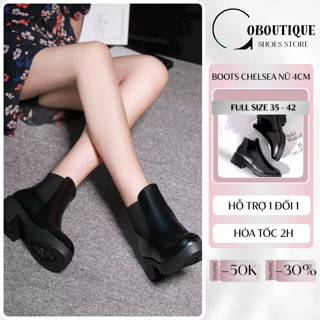 [ HOT TREND TỪ SIZE 35 ĐẾN 42 ] Giày boot chelsea nữ 4 phân trơn cổ ngắn S402 bốt phối chun nữ chống trượt
