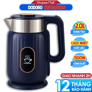 [BH 1 NĂM] Ấm Siêu Tốc DODORO A32, Bình Đun Siêu Tốc Dung Tích 2L, 2 Lớp Cách Nhiệt, Công Suất 1500W