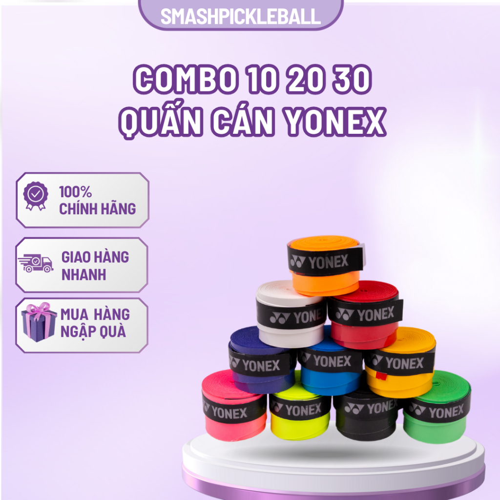 Combo 10 20 30 Cuốn Quấn Cán Vợt Yonex – Thoáng Khí, Chống Trơn, Êm Tay, Dễ Quấn