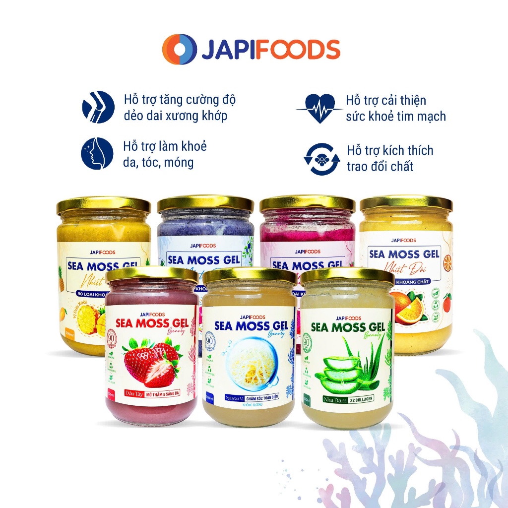 Sea Moss Gel Rong Sụn Nhiệt Đới Nước Rong Biển Lên Men Bổ Sung Collagen Thực Vật 500ml