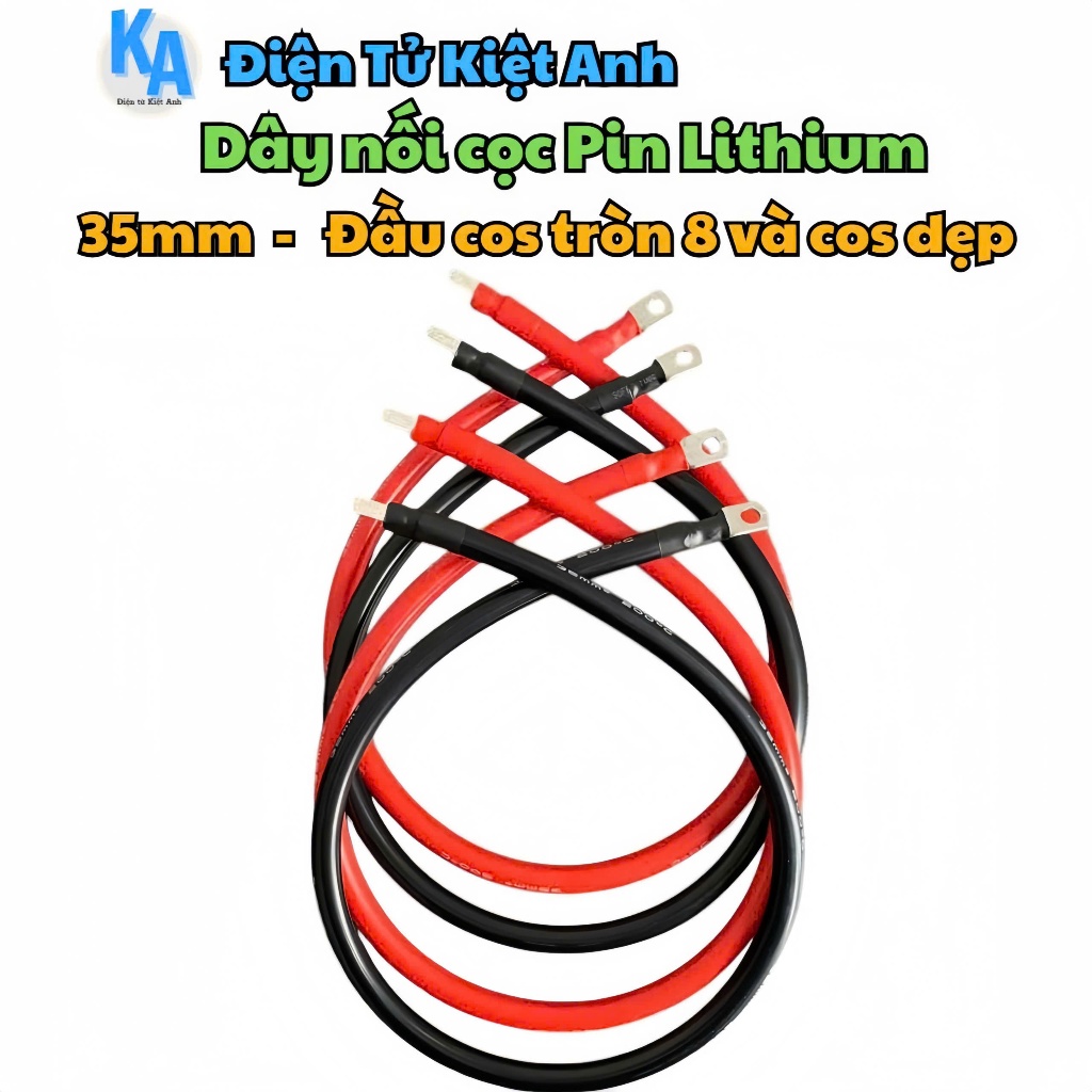 Dây nối cọc bình ắc quy pin Lithium chính hãng 35mm cos tròn 8 và cos dẹp