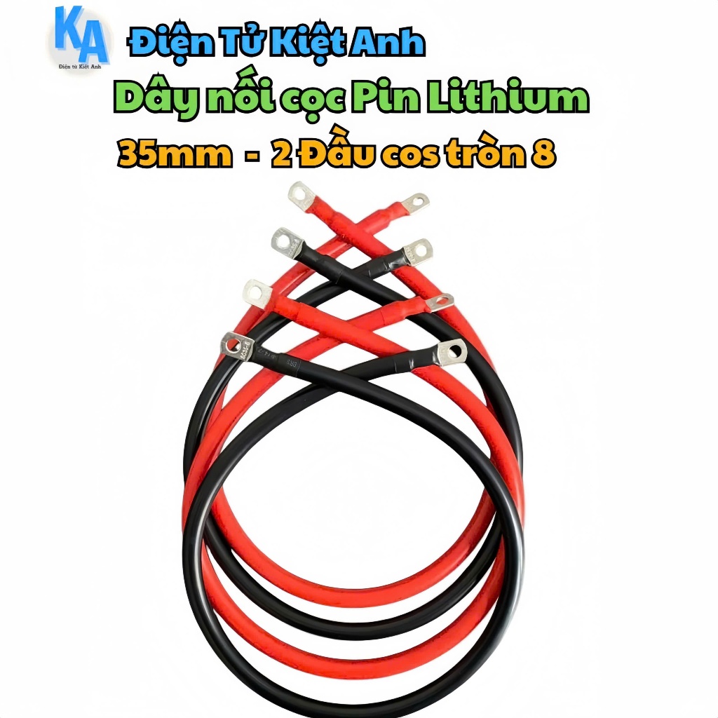 Dây nối cọc bình ắc quy pin Lithium chính hãng 35mm - 2 đầu cos tròn 8