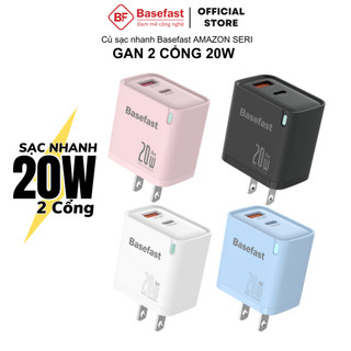  Củ sạc nhanh 20W Basefast cục sạc 2 cổng chống quá tải nhiệt cho Phone xr xs 11 12 13 samsung oppo 