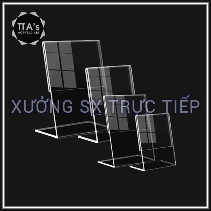 Menu Mica Chữ L, Menu Mica nghiêng để bàn, Menu cài bảng giá, Menu để bàn đủ kích thước A4 A5 A6 A7