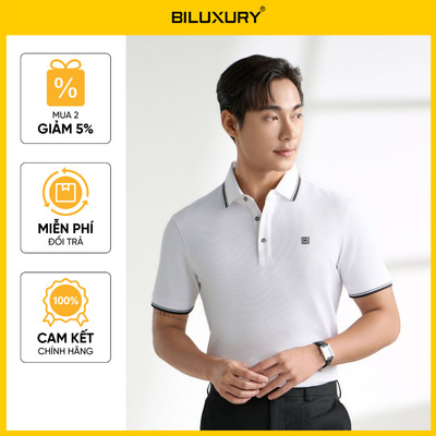 Áo Polo Nam Trắng 9APCB581TRK Biluxury Form Slimfit Cao Cấp Chống Nhăn Bền Màu