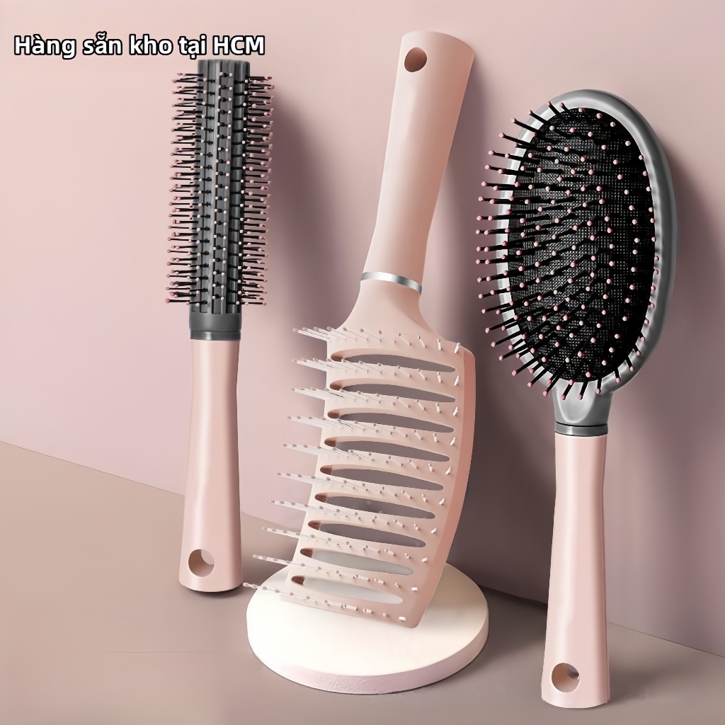 Combo bộ 3 lược chải tóc gỡ rối,Lược Chải Tóc Đệm Khí Mát Xa Da Đầu Tạo Kiểu Tóc Xoăn Dài Đặc Biệt Cho Nữ Tiện Lợi