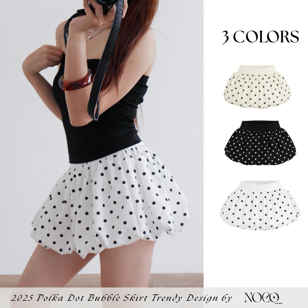 Chân Váy Bí Chấm Bi Polka Dot Bubble Skirt 𝙣𝙤𝙘𝙤.𝙡𝙖𝙗𝙚𝙡 Có Quần Bảo Hộ, Lưng Chun Mặc Được 2 Kiểu
