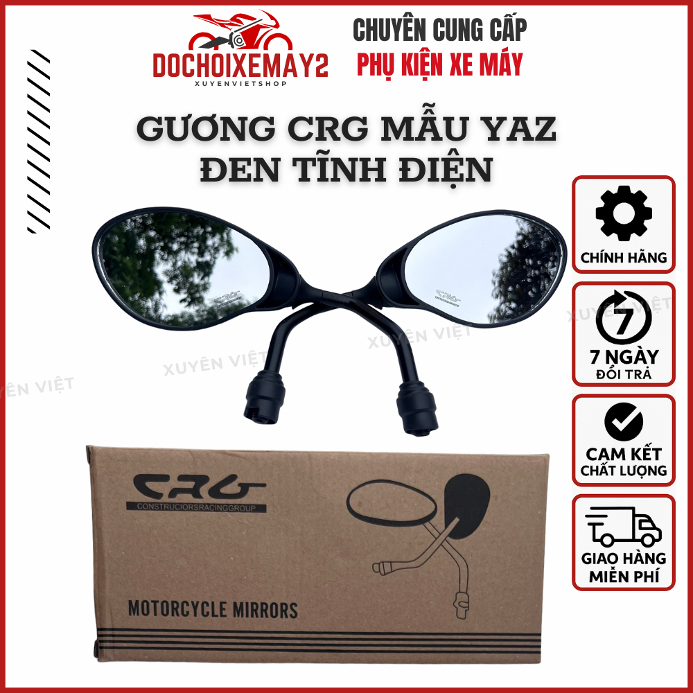  Gương Kính Chiếu Hậu CRG Yaz Chân Đen Tĩnh Điện - Gắn Nhiều Dòng Xe 