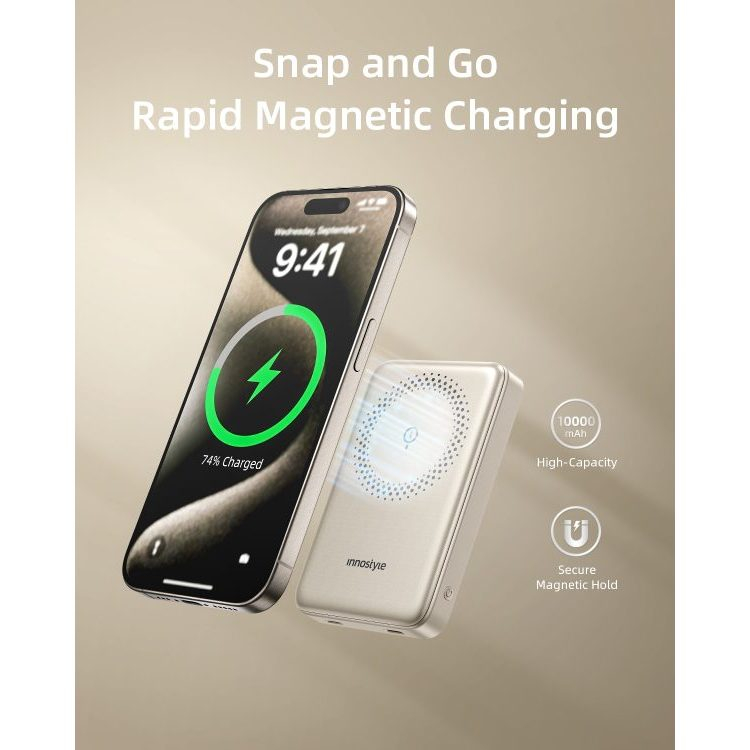 Pin dự phòng không dây từ tính Innostyle Powermag Slim 15W Wireless 10000mah chính hãng, sạc nhanh | BigBuy360 - bigbuy360.vn