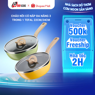 Chảo Nồi Có Nắp Đa Năng 3 Trong 1 Tefal  22Cm/24Cm Nhiều màu - Chảo Đa Năng Chống Dính - Hàng Chính Hãng