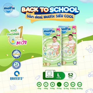 [Tặng Bảng Vẽ - Mua 2 đủ 699k] Combo 2 Gói Tã/bỉm quần Molfix Thiên nhiên Super Jumbo M56/L52/XL46/XXL42/Jumbo3XL28