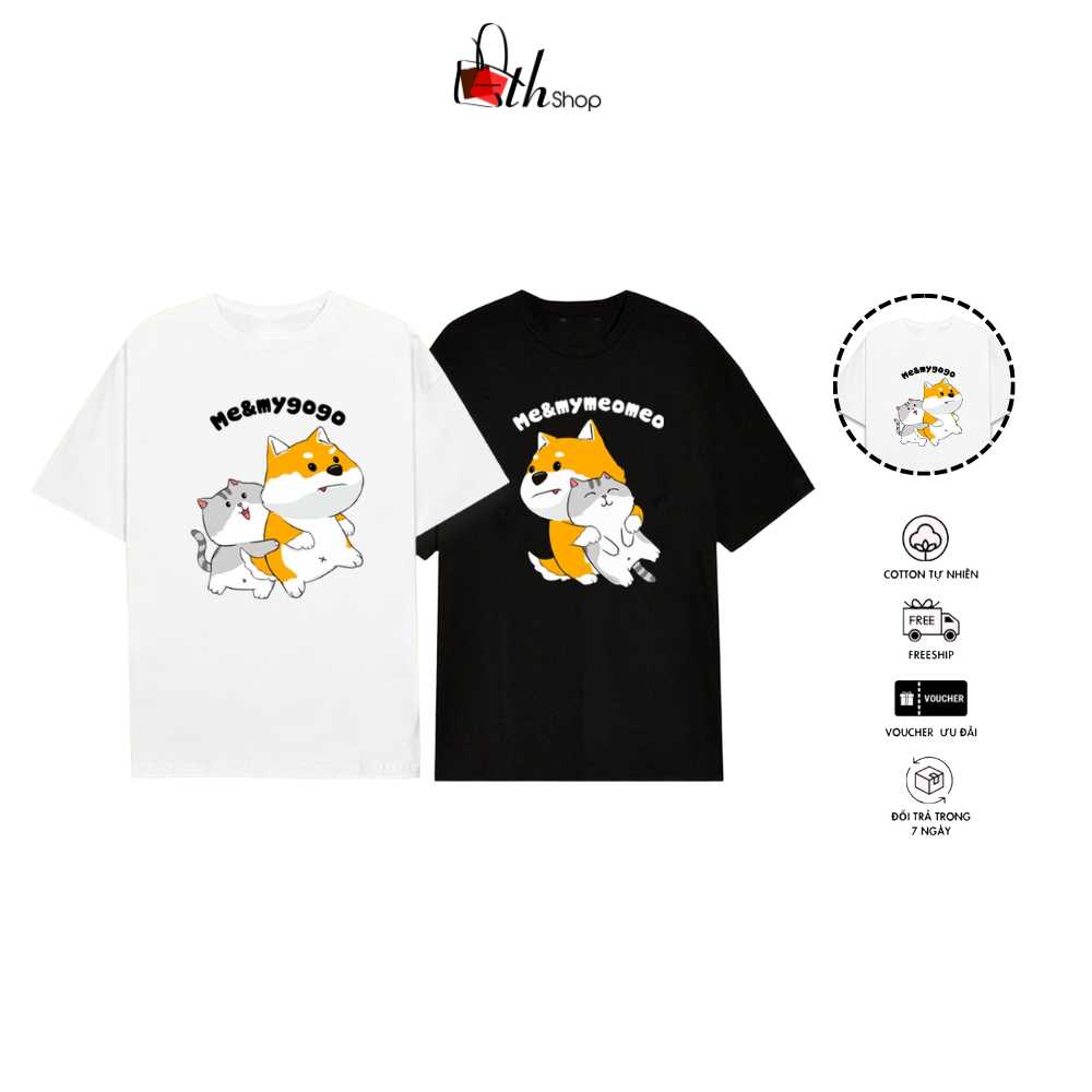 Áo đôi thun Thshop Meomeo  chất cotton 4C fullbox - Orans Couple Tee Ta/Tb9109