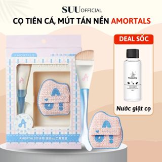  Cọ Tán Kem Nền Đuôi Cá Mút Tán Nền AMORTALS Bộ Đôi Makeup Mềm Mại Đàn Hồi 