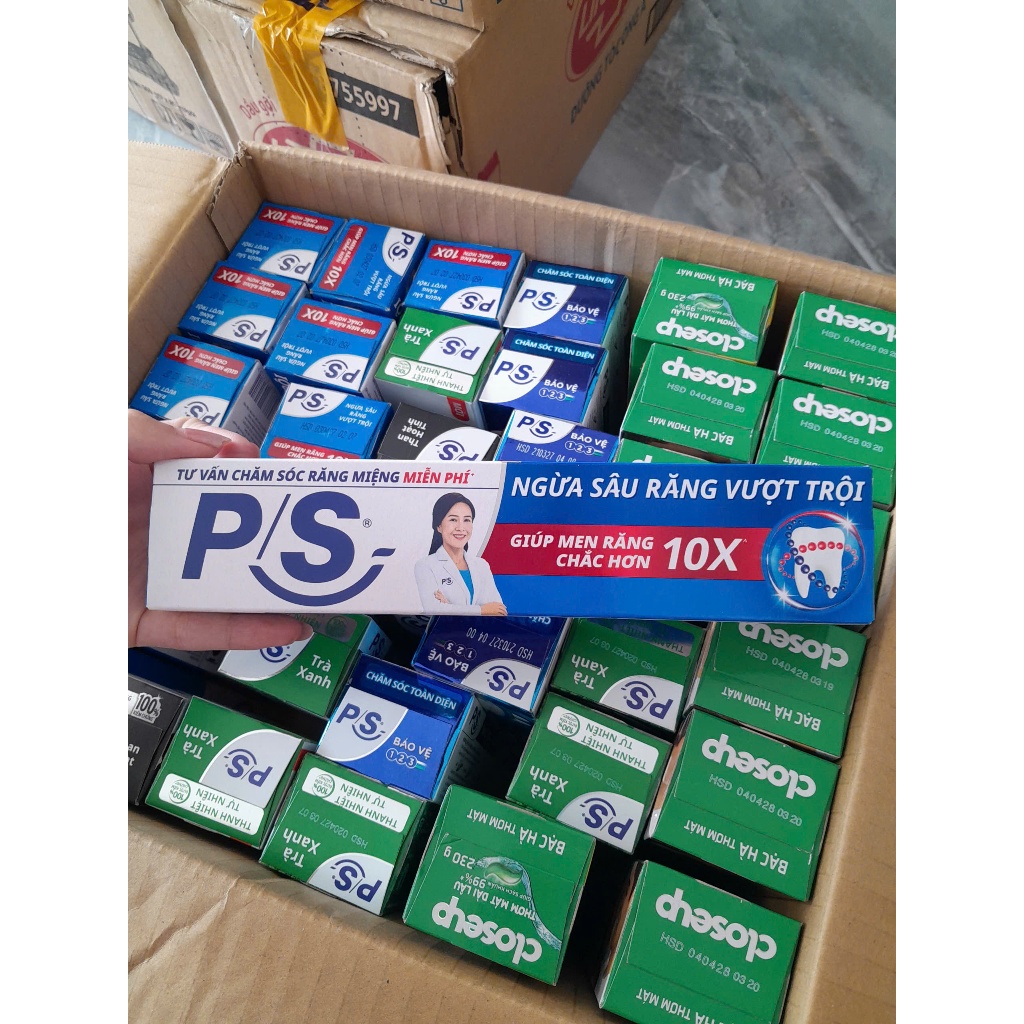 Kem đánh răng PS ngừa sâu răng, than tre, trà xanh , closeup 100g, 180g, 230g date mới