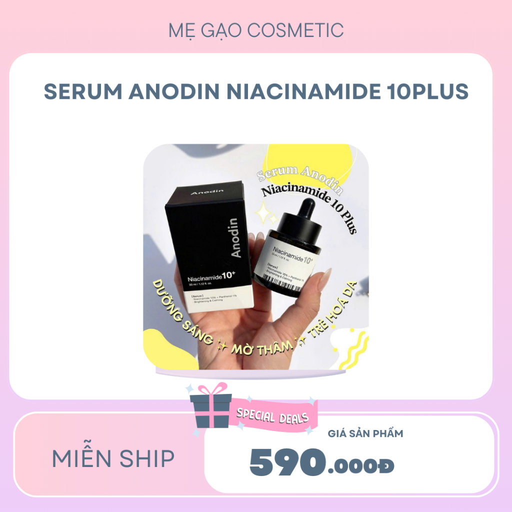 Serum dưỡng sáng mờ thâm trẻ hóa da Anodin Niacinamide 10 Plus