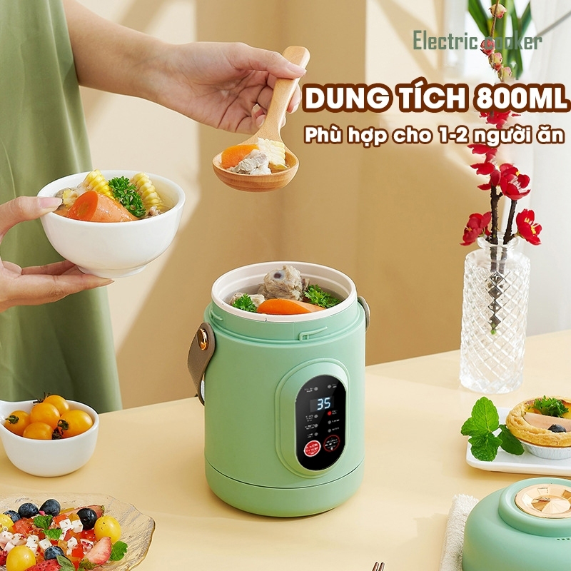 Nồi điện đa năng chống dính Easy, cốc hầm điện mini dung tích 0.8lL, mà hình led cảm ứng