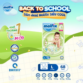 [Tặng Thỏ Bông - Mua 3 đủ 499K] Tã/bỉm dán Molfix Thiên nhiên Super Jumbo đủ các size S80/ M76/ L68/ XL64/ XXL54