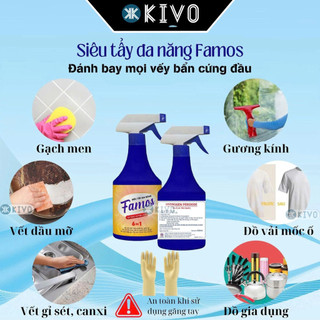  CẶP Xịt Siêu Tẩy Đa Năng FAMOS Tẩy Dầu Mỡ Xoong Nồi-Nước Tẩy Rửa Làm Sạch Vết Mốc Quần Áo Bẩn Cứng Đầu Cháy Khét-KIVO 