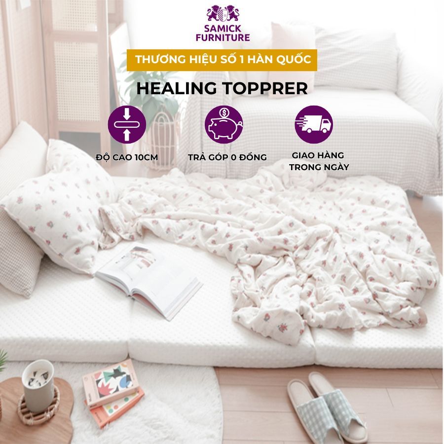 Nệm Gấp 3 Hút Chân Không 10cm TOPPER HEALING SAMICK - Nâng đỡ cơ thể