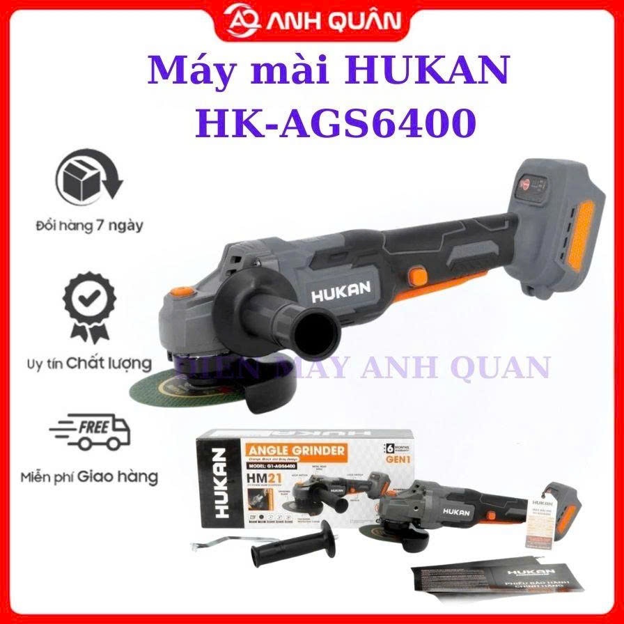 Máy mài, Máy cắt pin HUKAN HK-AGS6400, 3 Cấp tốc độ, Động cơ Không chổi than, Hàng chính hãng