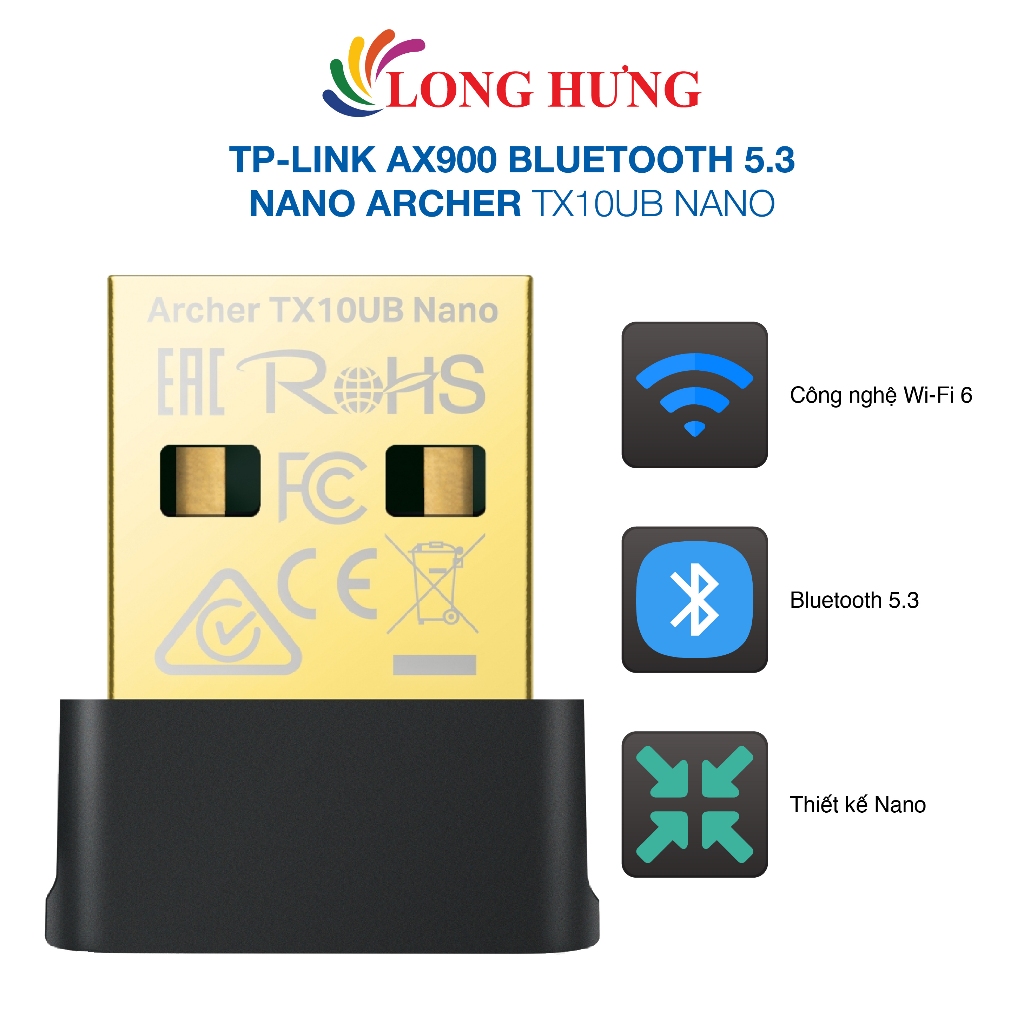 USB Wifi TP-Link Wifi 6 AX900 Bluetooth 5.3 Nano Archer TX10UB Nano - Hàng chính hãng