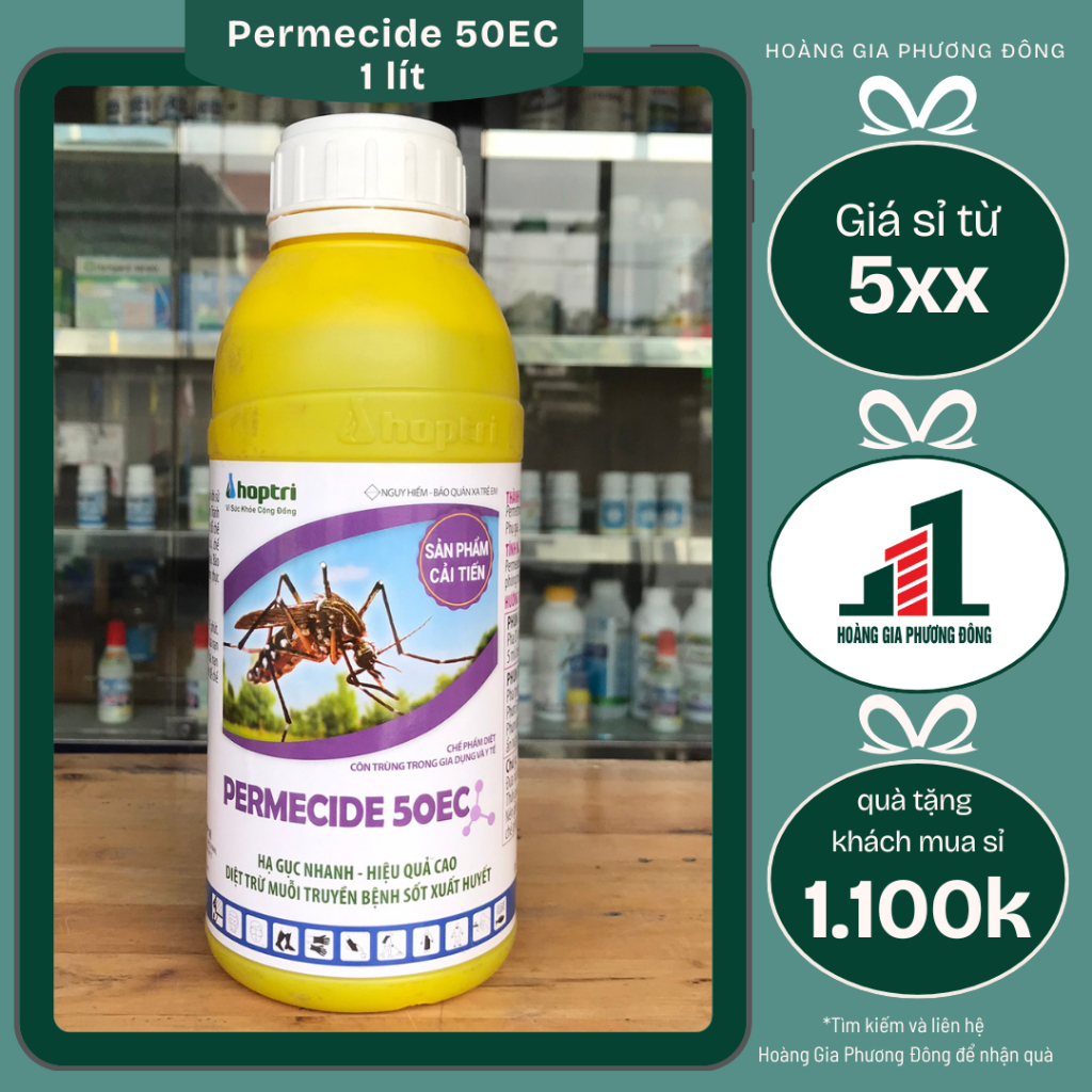 Xịt muỗi và côn trùng Permecide 50EC (chai 1 lít, 2 chai 1 lít)