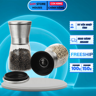  Lọ Xay Tiêu Cối Xay Tiêu Xay Hạt Cầm Tay Siêu Nhanh Bằng Inox Thủy Tinh,Lọ Say Tiêu Inox - AK2429 