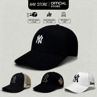 Mũ Nón lưỡi trai thêu chữ NY đen logo trắng nón lưỡi trai MLB NY nam nữ hàng xuất dư
