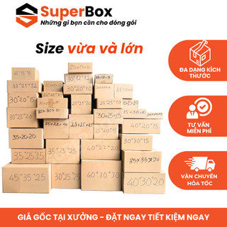  COMBO 10 Hộp carton đóng hàng size VỪA  và LỚN Super Box thùng giấy gói hàng đủ kích thước giá rẻ 
