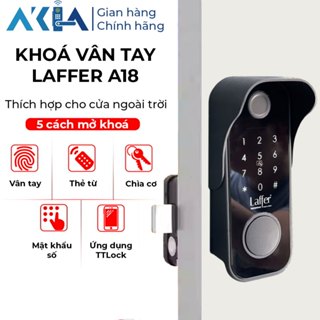  Khoá cổng vân tay Laffer A18 - Chống nước IP68 Vân tay siêu nhạy Lưu trữ 100 vân tay Thân khoá inox 304 BH 24th 