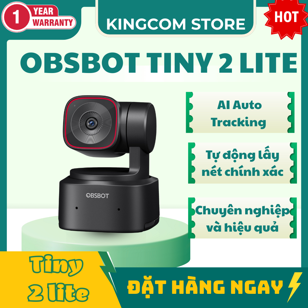 OBSBOT Tiny 2 Lite Webcam 4K AI PTZ