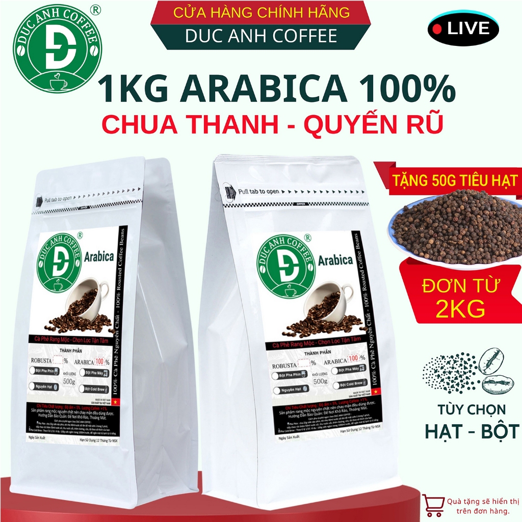  1Kg Cà phê Arabica Cầu Đất Nguyên Chất 100% Hậu Ngọt Thơm Quyến Rũ  Pha Phin - Pha Máy - Cold Brew từ DUC ANH COFFEE 