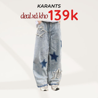 [Xả Kho] Quần Jean Ngôi Sao Y2K Karants Local Brand Ống Rộng Streetwear Hot Trend - KQ62