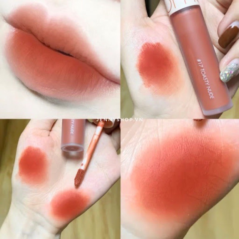 Son Zero 17 Cam Đào Nude, Son Kem Lì Zero Velvet Tint Màu 17 Toasty Nude : Cam Đào Nude