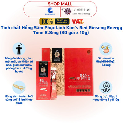 [HỎA TỐC] Kim's Red Ginseng - Tinh chất Hồng sâm Phục linh Energy Time (30 gói x 10g)