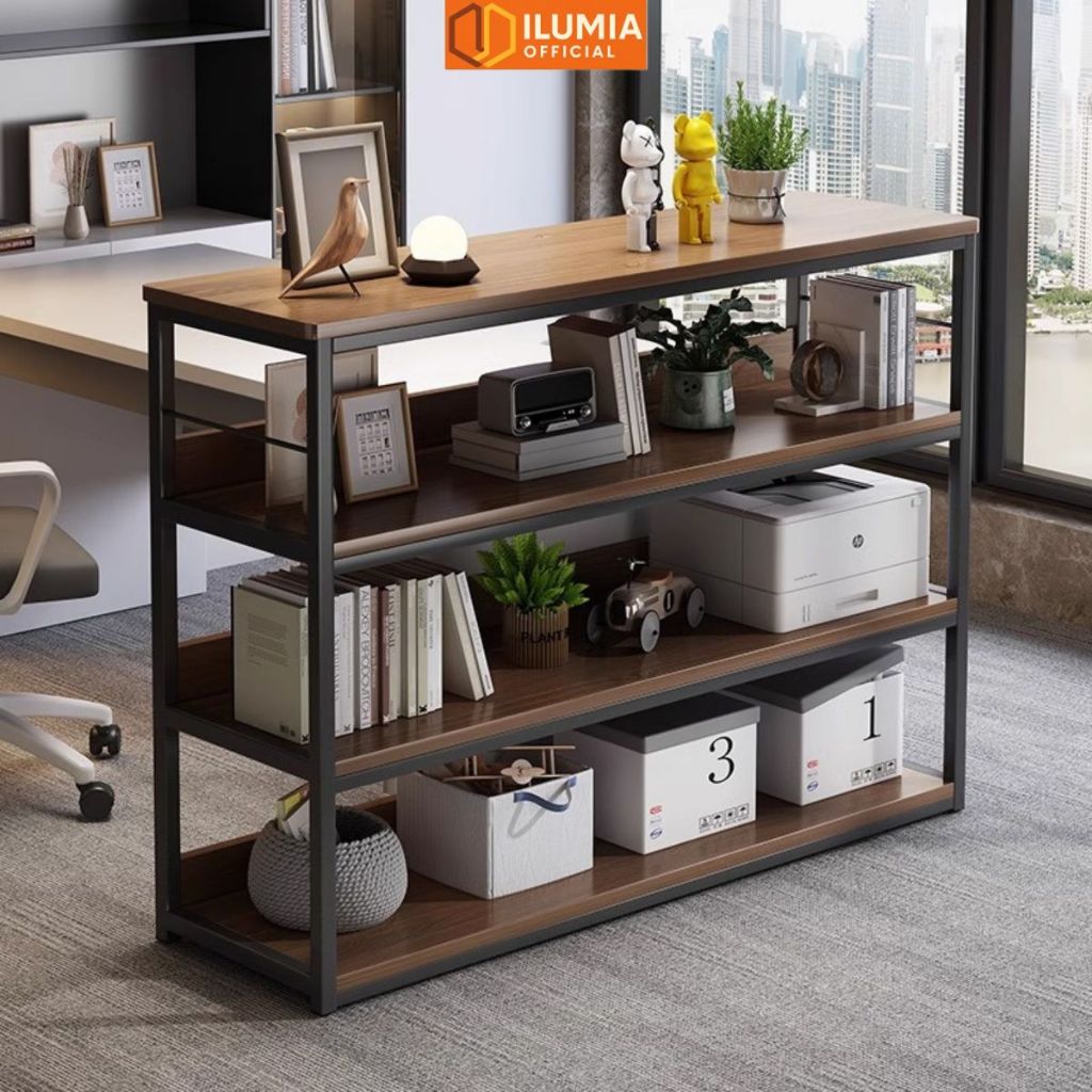 Kệ đồ để văn phòng khung sắt màu óc chó sang trọng thương hiệu ILUMIA - GM136