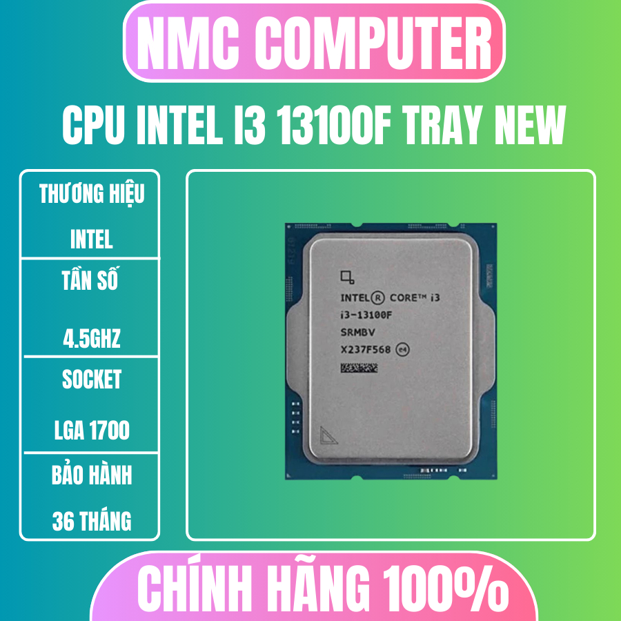 CPU Intel Core i3 13100F (Intel LGA1700 - 4 Core - 8 Thread - Base 3.4Ghz - Turbo 4.5Ghz - Cache 12M